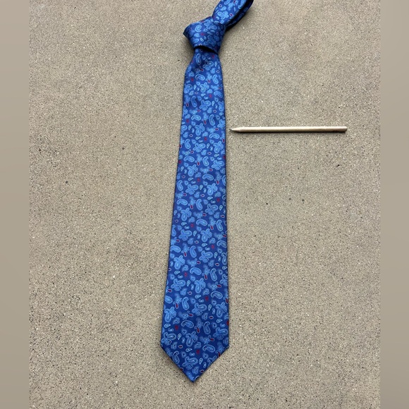 NWOT Isaia Blue Paisley Silk Tie *small defect* - Picture 7 of 8